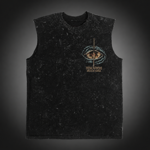 Washed black tank top with Tanjiro Kamado Demon Slayer Total Focus graphic – photo 2