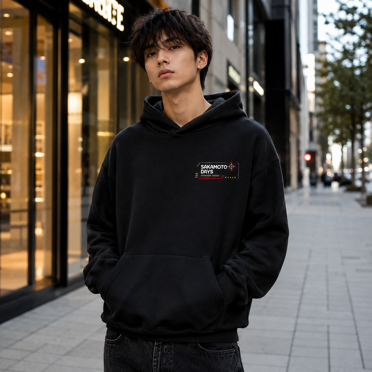 Black hoodie with Taro Sakamoto Sakamoto Days Assassin Order graphic – photo 4
