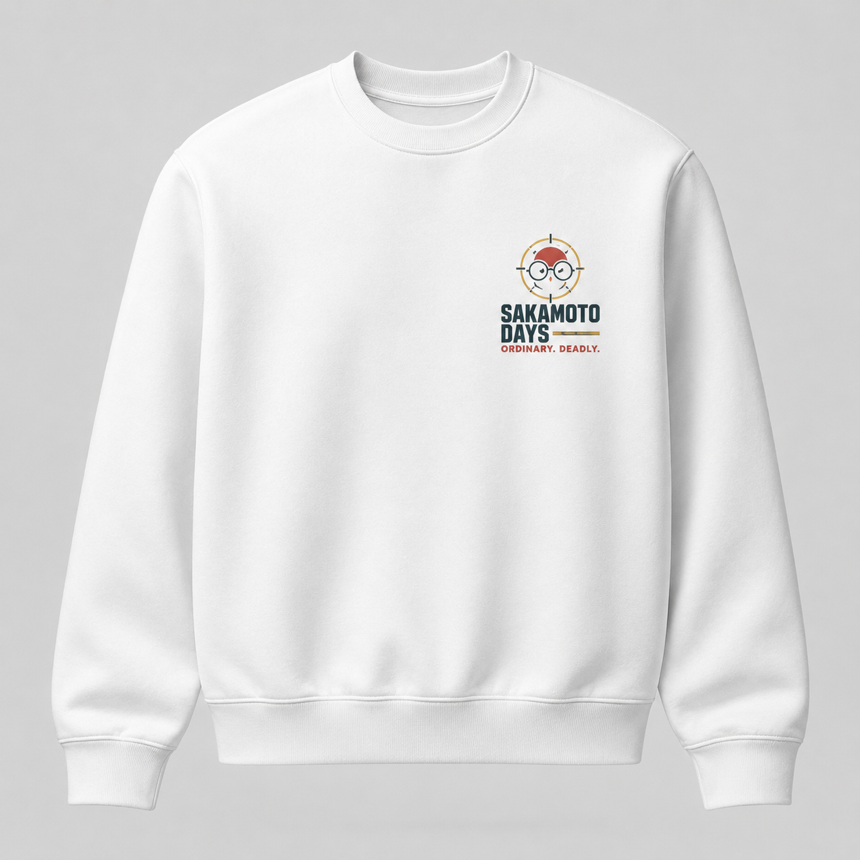 White sweatshirt with Taro Sakamoto Sakamoto Days Quietly Dangerous graphic – photo 2