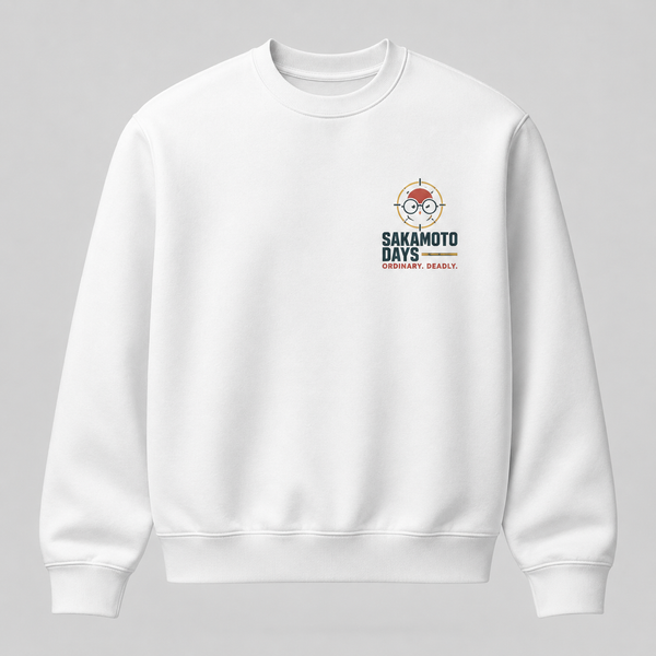 White sweatshirt with Taro Sakamoto Sakamoto Days Quietly Dangerous graphic – photo 2