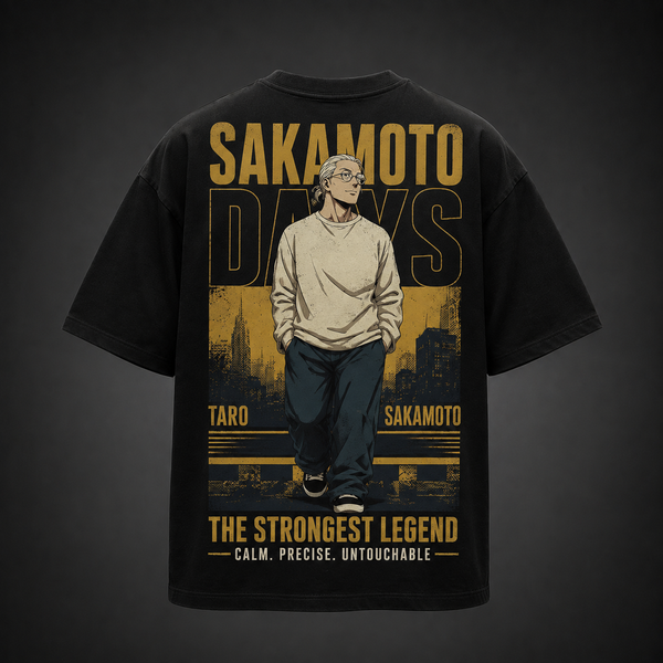 Black t-shirt with Taro Sakamoto Sakamoto Days The Strongest Legend graphic – photo 1