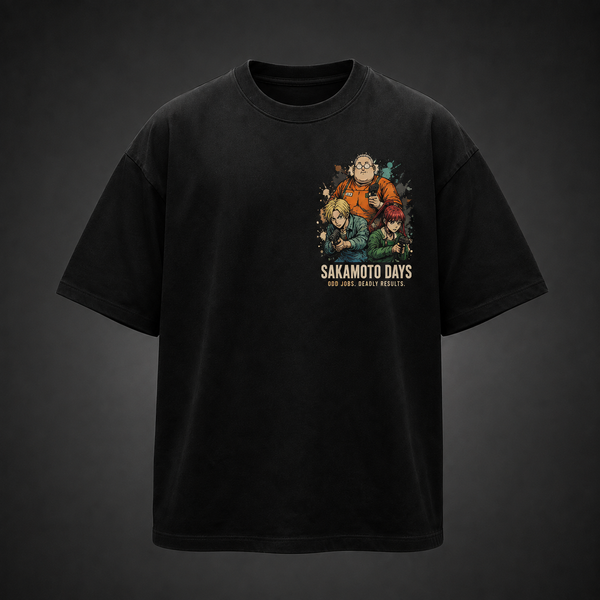 Black t-shirt with Taro Sakamoto & Shin Asakura Sakamoto Days From Shopkeeper To Legend graphic – photo 2