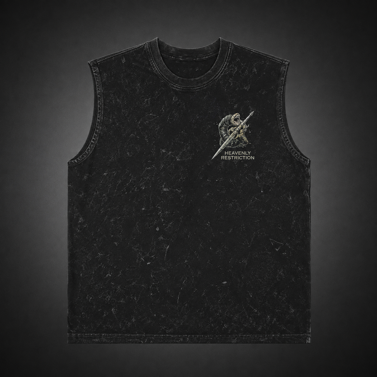 Washed black tank top with Toji Fushiguro Jujutsu Kaisen All Kill Intent graphic – photo 2