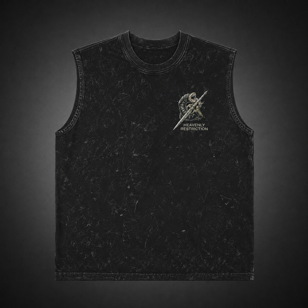 Washed black tank top with Toji Fushiguro Jujutsu Kaisen All Kill Intent graphic – photo 2