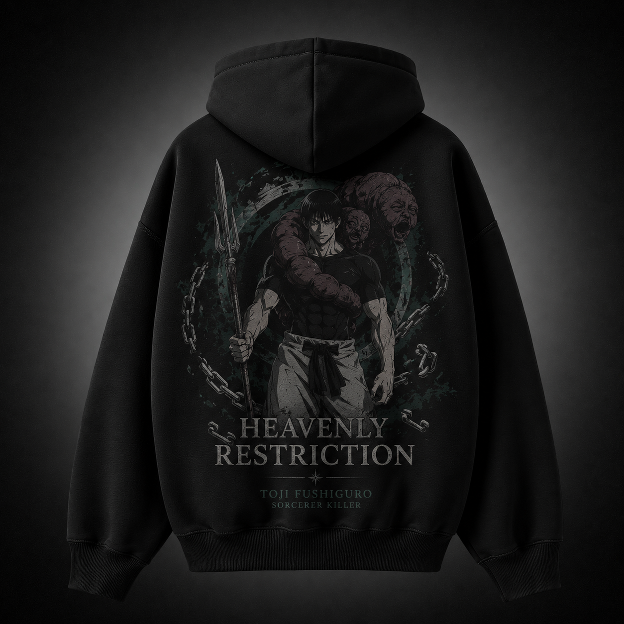 Black hoodie with Toji Fushiguro Jujutsu Kaisen Heavenly Restriction graphic – photo 1