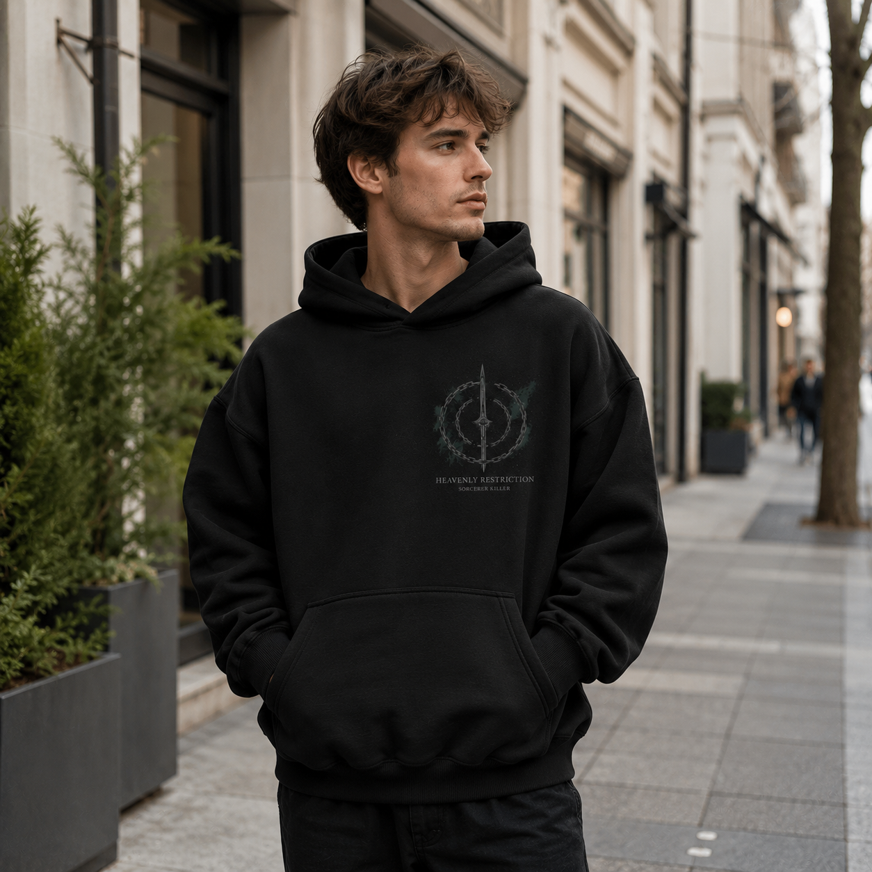 Black hoodie with Toji Fushiguro Jujutsu Kaisen Heavenly Restriction graphic – photo 4