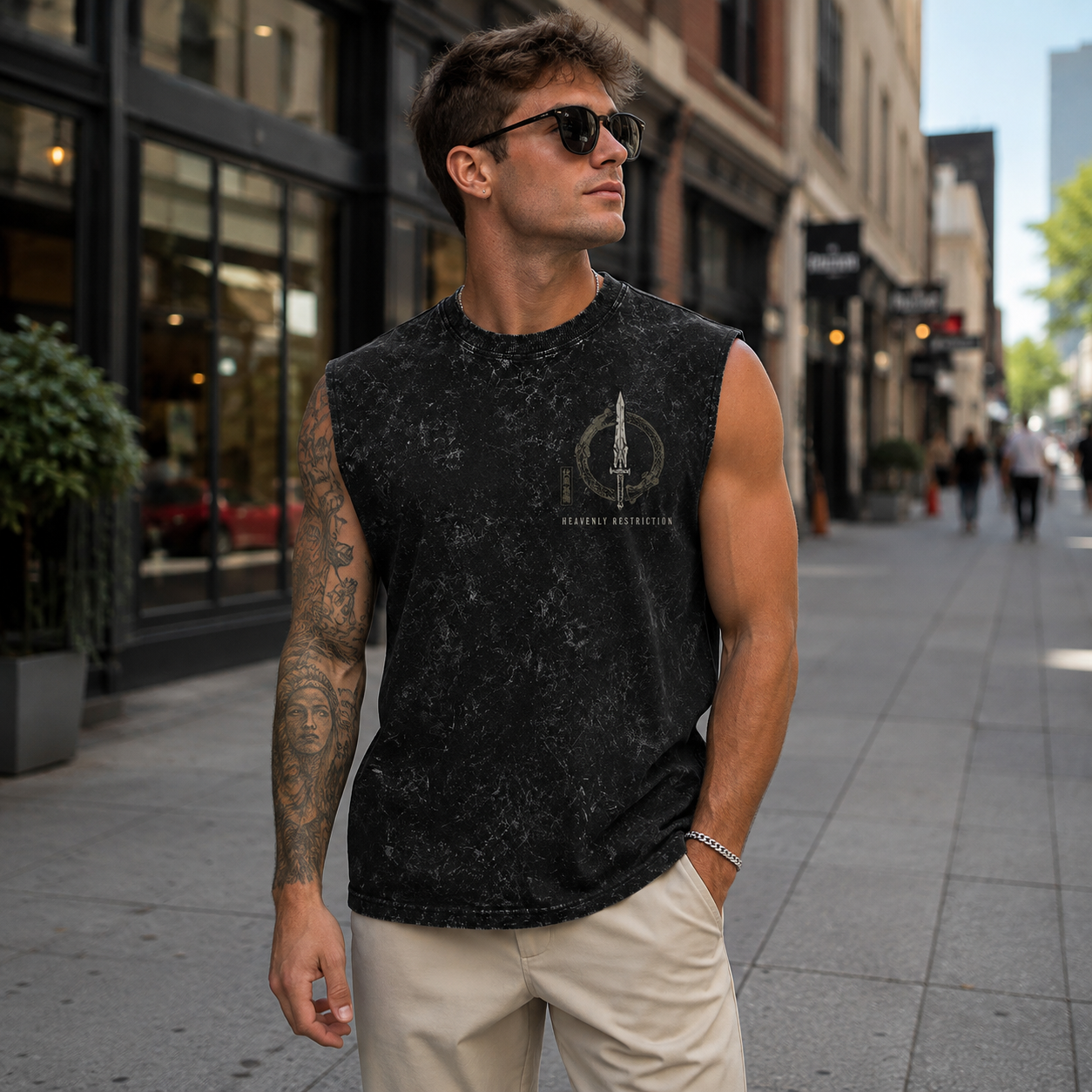 Washed black tank top with Toji Fushiguro Jujutsu Kaisen Pure Instinct graphic – photo 4