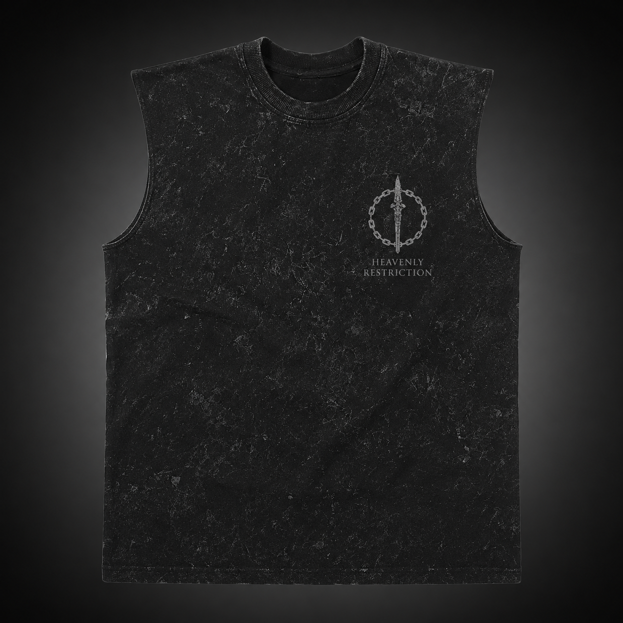 Washed black tank top with Toji Fushiguro Jujutsu Kaisen Raw Instinct graphic – photo 2