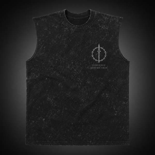 Washed black tank top with Toji Fushiguro Jujutsu Kaisen Raw Instinct graphic – photo 2