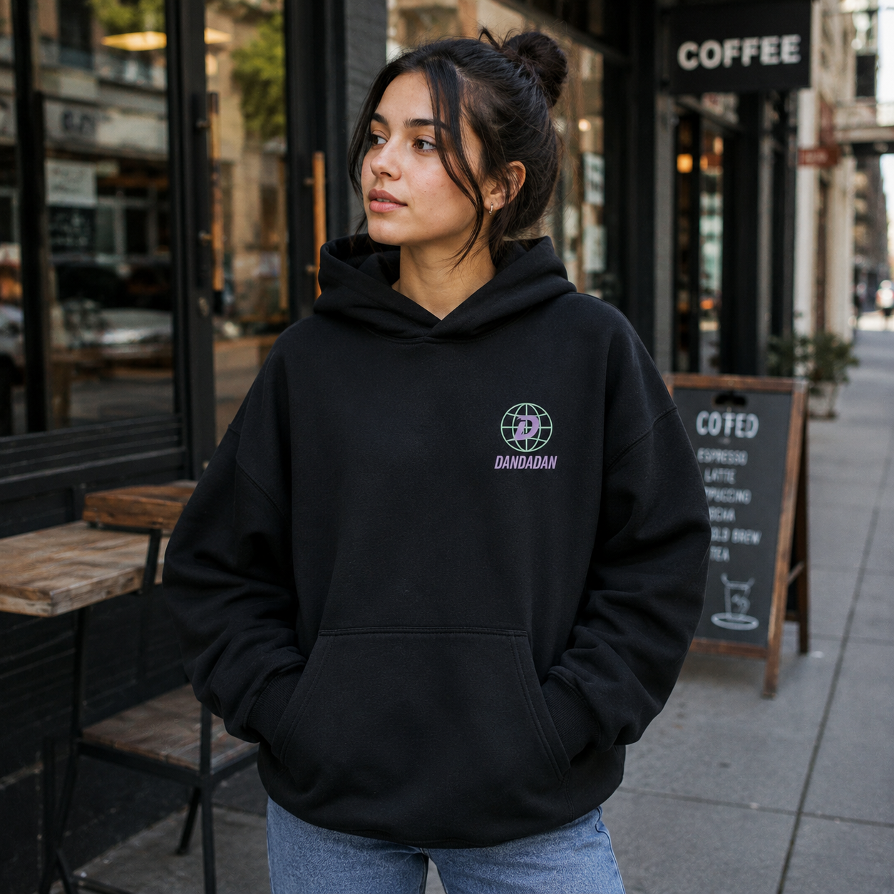 Black hoodie with Turbo Granny Dandadan Turbo Granny Mode graphic – photo 4