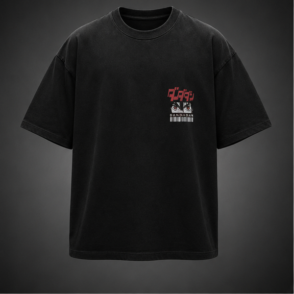 Black t-shirt with Turbo Granny & Momo Ayase Dandadan Occult Lightning Duo graphic – photo 2