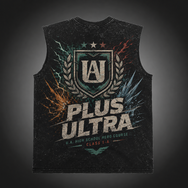 Washed black tank top with U.A. High School (UA crest) My Hero Academia UA Crest Emblem graphic – photo 1