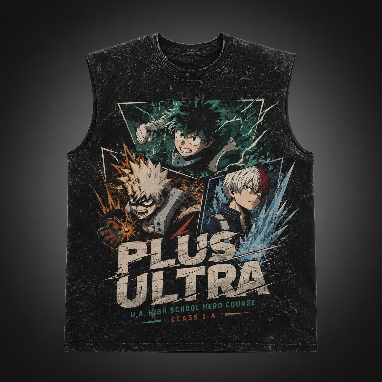 Washed black tank top with U.A. High School (UA crest) My Hero Academia UA Crest Emblem graphic – photo 2