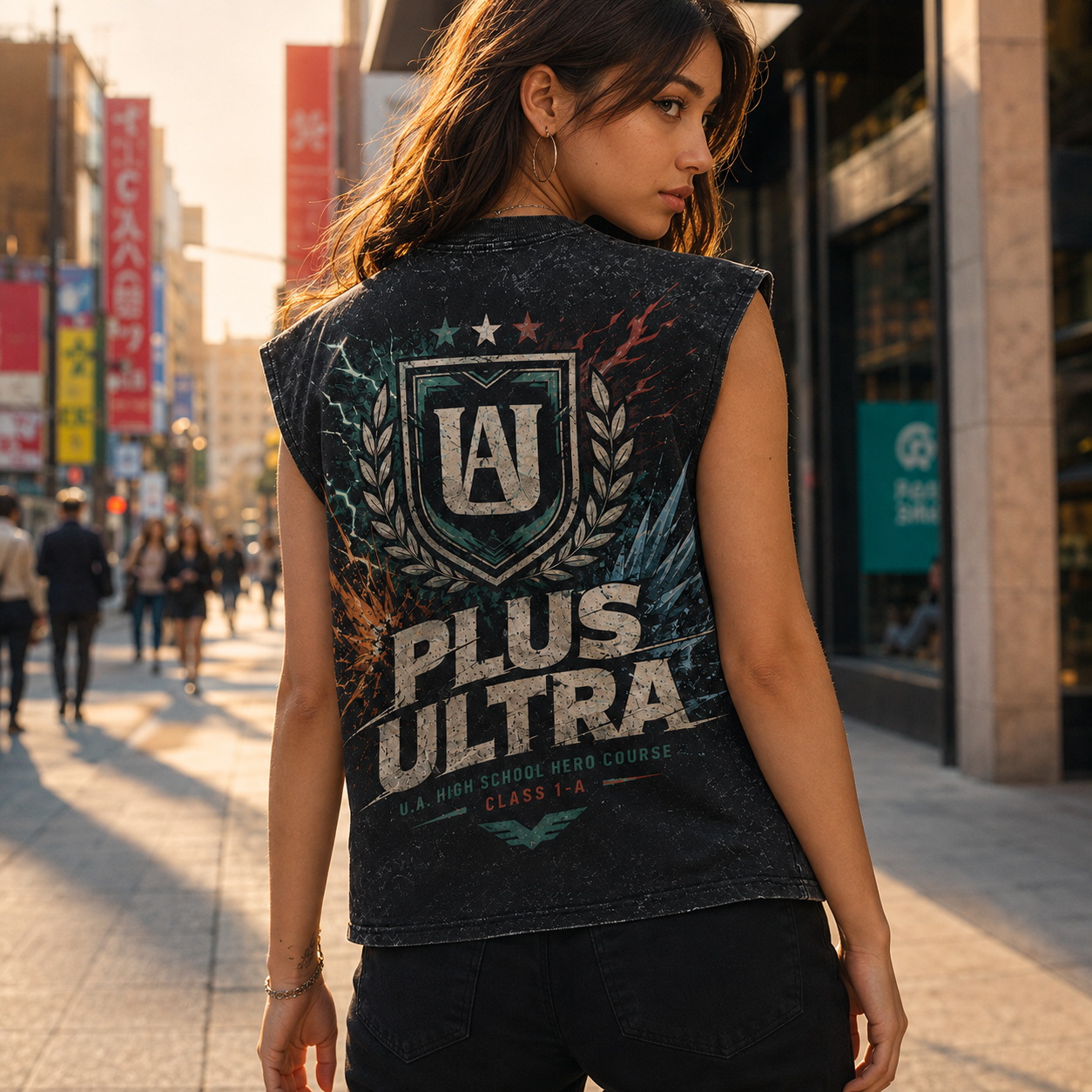 Washed black tank top with U.A. High School (UA crest) My Hero Academia UA Crest Emblem graphic – photo 3