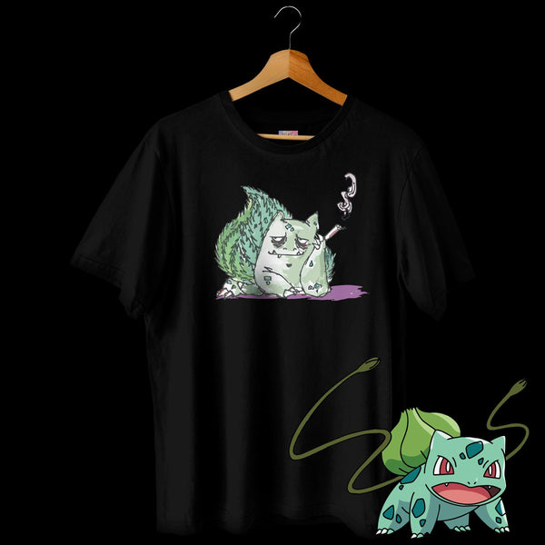 Weeder Bulbasaur Smoke Break Black Tee - Pokemon Oversized Tee