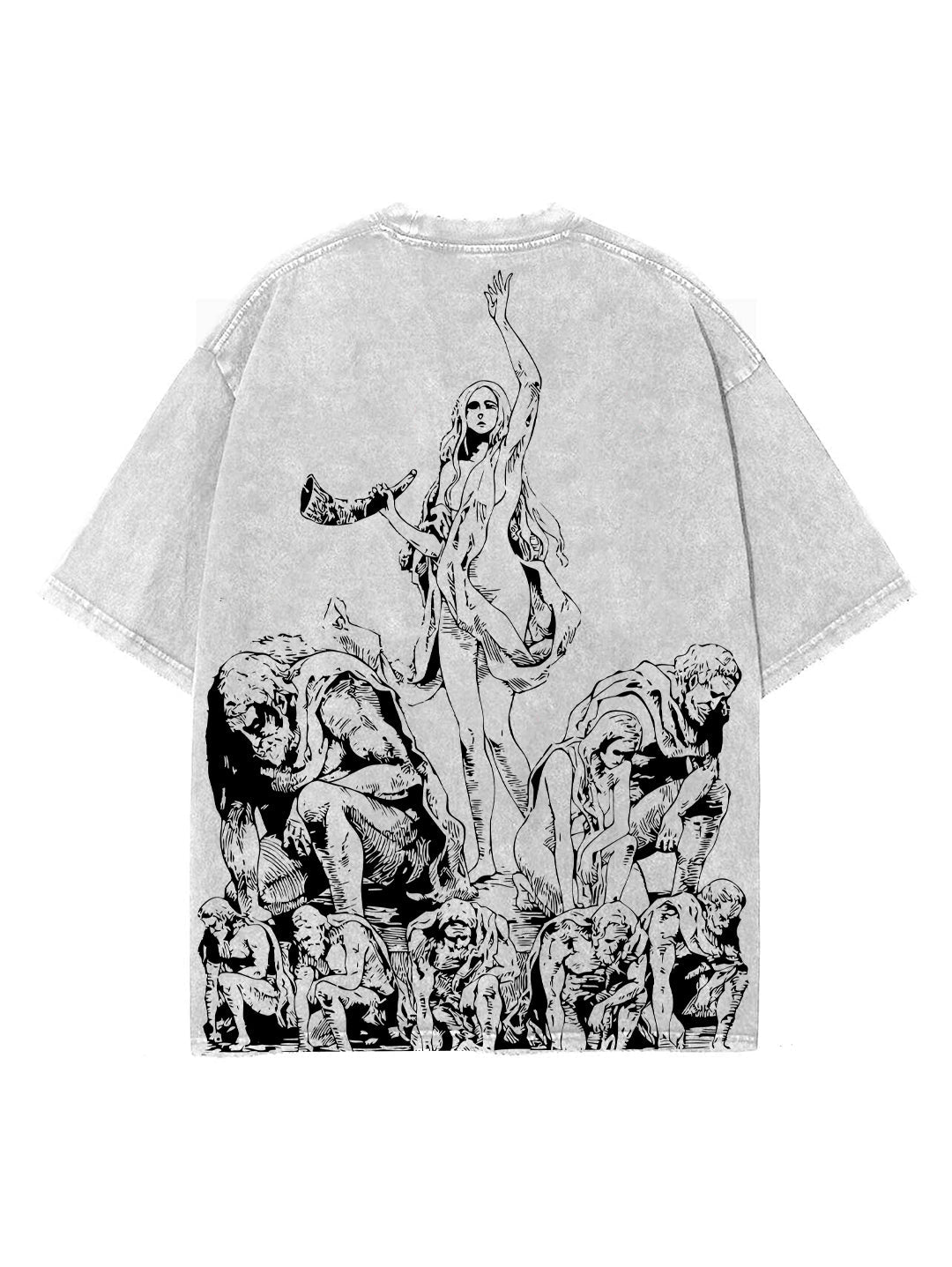 Washed white t-shirt with Ymir Fritz Attack On Titan Founding Blood graphic – photo 1