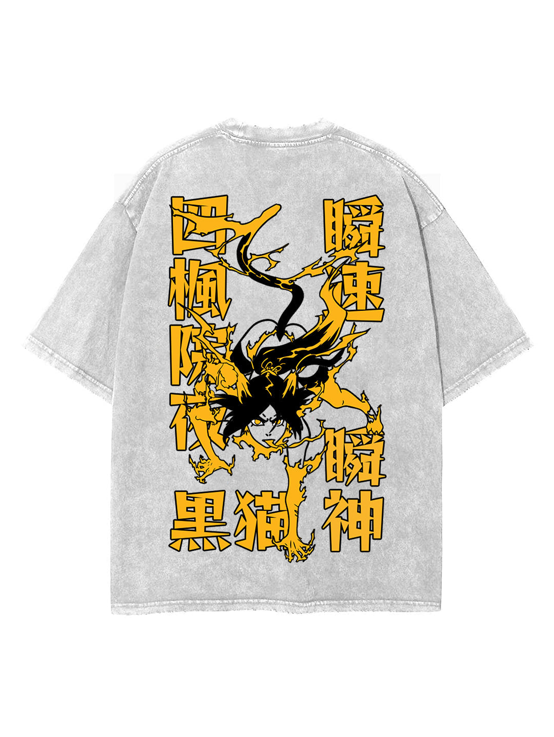 Washed white t-shirt with Yoruichi Shihouin Bleach Kuro Neko graphic – photo 1