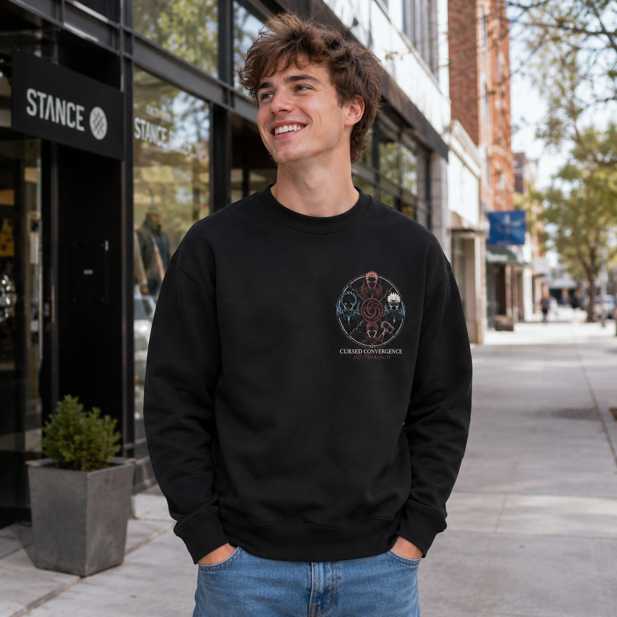 Black sweatshirt with Yuji Itadori Jujutsu Kaisen Cursed Convergence graphic – photo 4