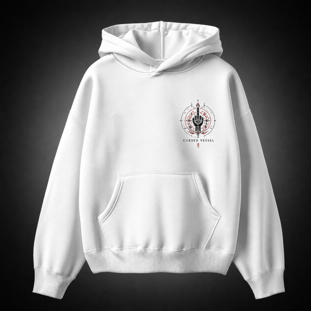 White hoodie with Yuji Itadori & Sukuna Jujutsu Kaisen Cursed Vessel graphic – photo 2