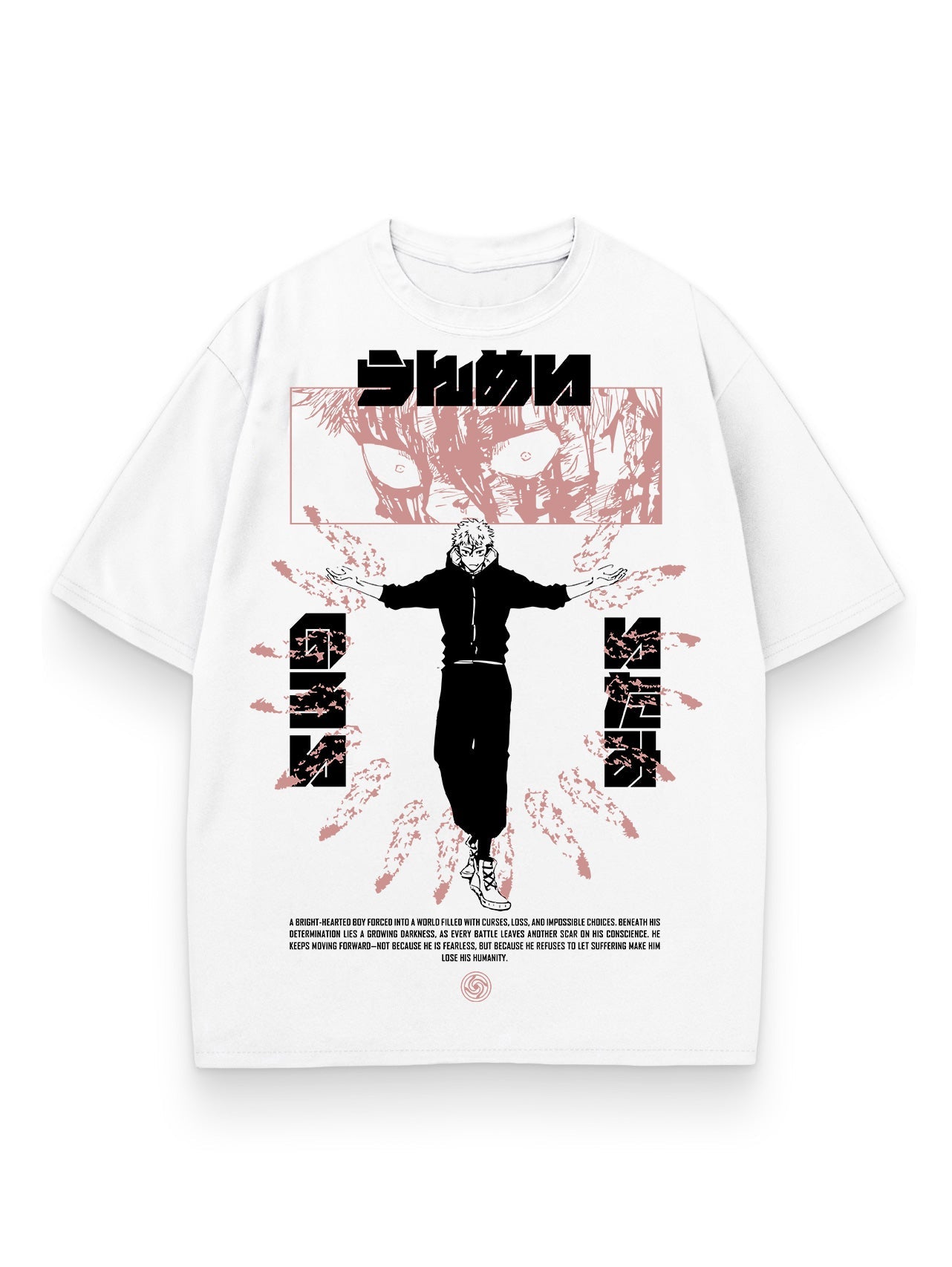 White t-shirt with Yuji Itadori Jujutsu Kaisen Cursed Vessel graphic – photo 1