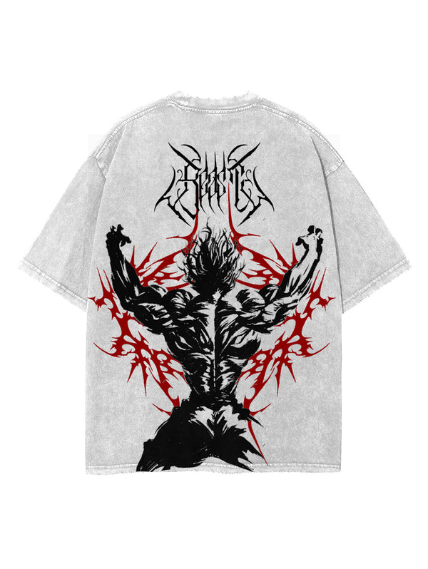 Washed gray t-shirt with Kaido One Piece The Strongest Creature graphic – photo 1