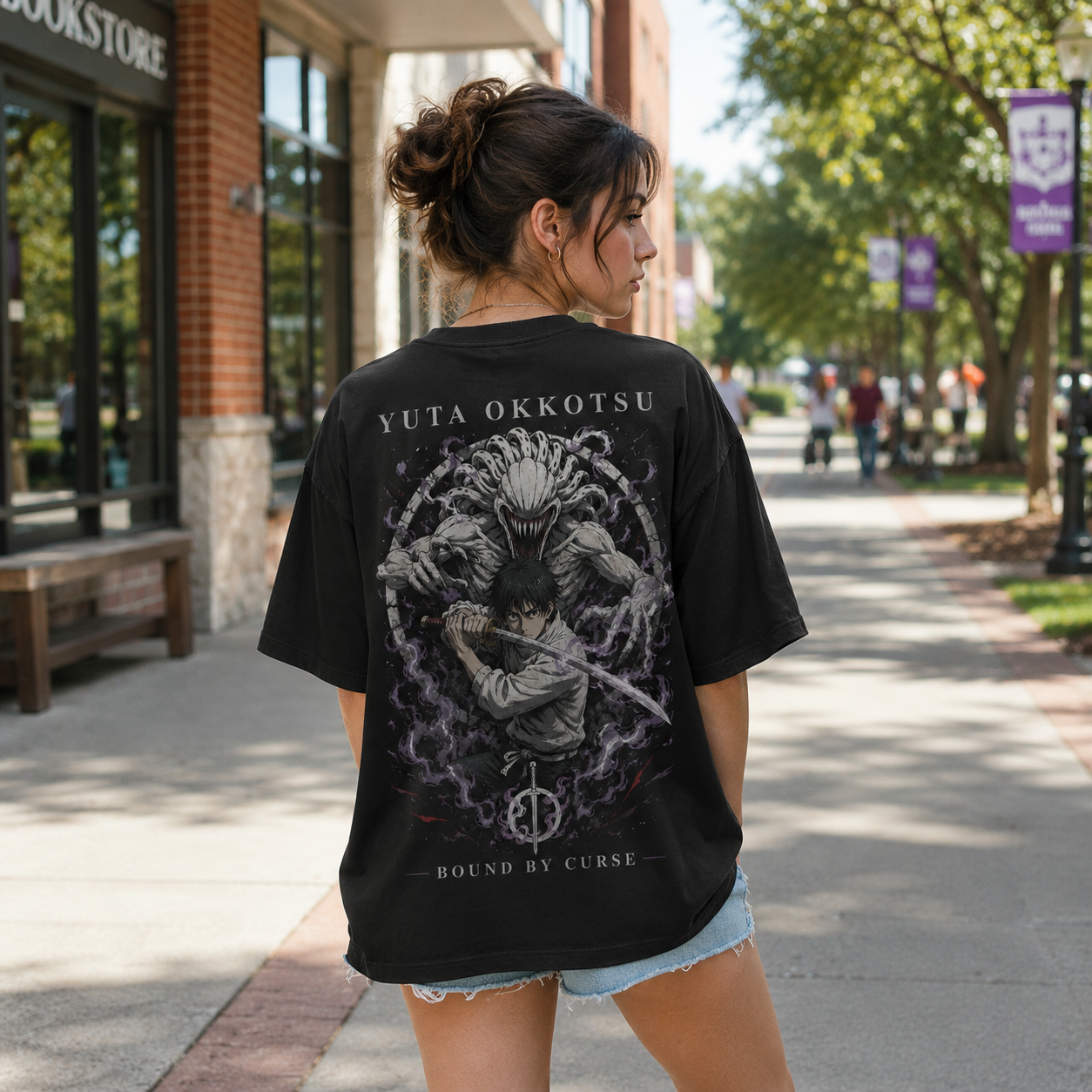 Black t-shirt with Yuta Okkotsu Jujutsu Kaisen Bound By Curse graphic – photo 3