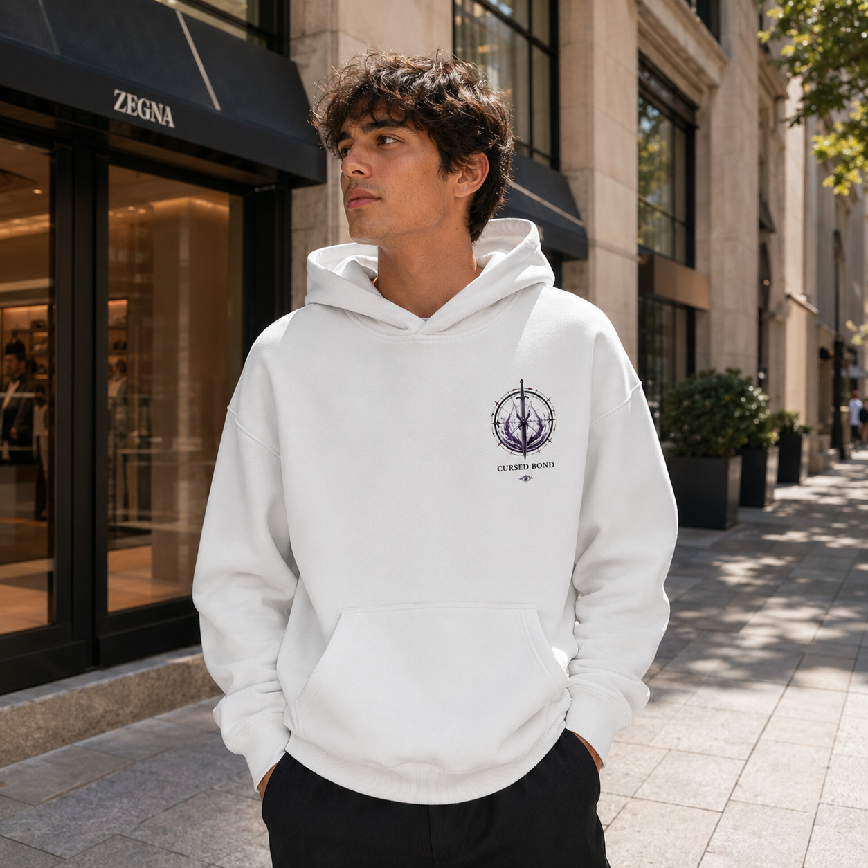 White hoodie with Yuta Okkotsu Jujutsu Kaisen Cursed Bond graphic – photo 4