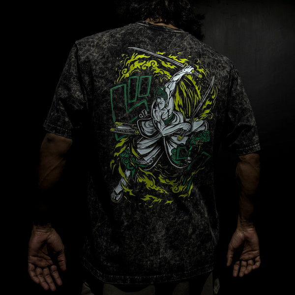 Zoro Sword Style Acid Wash - One Piece Oversized Tee